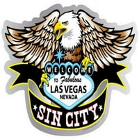 Las Vegas Sin City Eagle Добре дошли знак - Винилов стикер с размер на картички 6 3.75