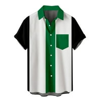 Ризи Meitianfacai за мъже мъже ежедневни копчета печат с джобни въртящи се ризи с къса ръкав блуза летни върхове