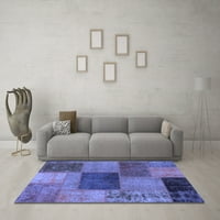 Ahgly Company Indoor Rectangle Packwork Blue Transitional Area Rugs, 4 '6'