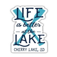 Cherry Lake South Dakota Souvenir Vinyl Decal Sticker Paddle Design 4-Pack