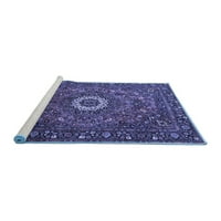 Ahgly Company Machine Pashable Indoor Square Medallion Blue Traditional Area Cugs, 6 'квадрат