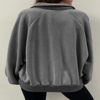 Alvaq Womens Pullover Sweatshirts Fashion Overable Lone Lanner Lanneve Button Collar Puller Sweatshirts Топс