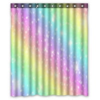 Galaxy Fantasy Unicorn Rainbow Pastel Clouds Sky Waterproof Polyester Polesher Curtain и куки за домашен декор