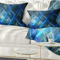 Дизайнарт светеща синя фрактална скара-абстрактна възглавница за хвърляне-18х18