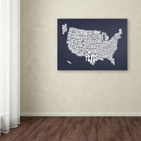 Изкуство за търговска марка 'шисти - САЩ държави текстова карта' платно изкуство от Майкъл Томпсет
