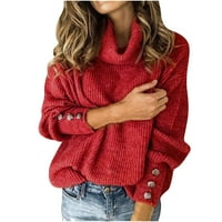 Дамски кабел плетен пуловер Цвят на цвета винтидж разхлабена костенурка с дълъг ръкав джъмпер джъмпер женско облекло тенденция на пролетни върхове