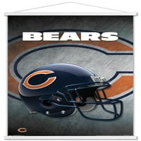 Чикагски мечки - Плакат за стена на шлем с дървена магнитна рамка, 22.375 34