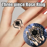 Комплектът за цветя на Dengmore Ring с три части с цирконови пръстени може да бъде подарък за Свети Валентин