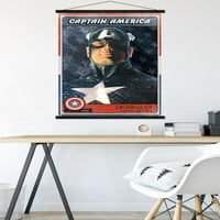 Marvel Comics - Стенски плакат на Captain America Card с дървена магнитна рамка, 22.375 34