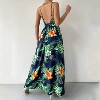 Qazqa дамски без ръкави ежедневни летни флорални рокли за печат maxi дълъг разтягащ флот xl