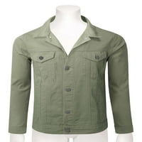 AllSense Men's Plain Denim Jacket Jean Button Up Color Jade m