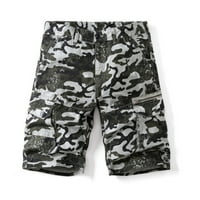 Yuwull Camouflage Camo Cargo Short for Men Еластична талия с много джобни къси панталони, работещи с шорти за мъже