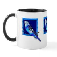 Cafepress - Budgie Land Blue Parakeet Mug - унция керамична чаша - новост чаша за чай за кафе