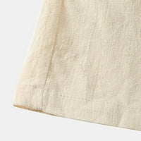 Guvpev Мъжки модни ежедневни минимализъм памучно бельо къси панталони памучни спални къси панталони - Khaki L