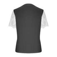 Дамска дантела с къс ръкав блуза тениска лятна модна сплайсинг върхове облечени ежедневни удобни върхове на туниката на шията