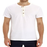 Haite Mens Casual Henley ризи върхове отпред основен къс ръкав Henley тениски тениски блуза