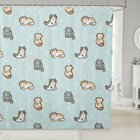 Карикатура за котешка завеса за душ за деца kawaii котки печат душ завеса комплект сладко коте животинска завеса за баня за котка