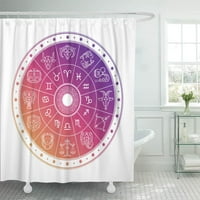Абстрактна цветна астрология кръг хороскоп знаци бял зодиак астрологичен декор за баня баня за баня душ завеса