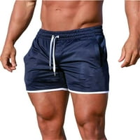 Мъжки тренировки, които бягат къси панталони Леки потни фитнес атлетични монтирани къси панталони тъмносин