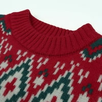 Дамски жилетка пуловери Кльощав пуловер пуловер Коледна екипажа Сладки пуловери за жени Red S