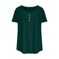 Xysaqa Женски плюс размер с размер с къс ръкав тениска тениска лято свободен бутон с къс ръкав тениски с тениски за жени за жени
