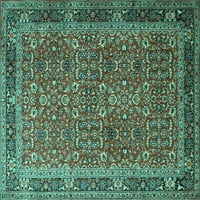 Ahgly Company Indoor Rectangle Persian Turquoise Blue Traditional Area Cugs, 7 '10'