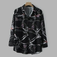 Полу ризи на Leey-World за мъже Мъжки зашиване на суичър Небрежен хлабав моден блуза Топ копче за ревера модна риза с дълъг ръкав