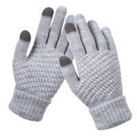Жени Зимни твърди цветен сензорен екран Пълен пръст Вълнени топли плетени ръкавици