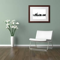 Търговска марка изобразително изкуство Санта Фе Ню Мексико Скайлайн БГ-1 платно изкуство от Марлене Уотсън, бял мат, дървена рамка