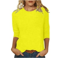 Zkozptok жени вършат ръкав екипаж блузи салони са тениски за есенни дами, жълти, xxxxl