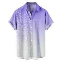 Кратки ръкави върхове за мъже от печат на ревера плюс размери блуза с джобове зимни ежедневни ризи с тънки приспособления