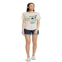 Бебе Йода юношеска акварелна графична тениска с къс ръкав, размер ХС-3ХЛ
