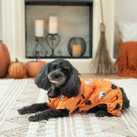 Живи живот куче и котка дрехи, Хелоуин икона печат домашни Пижами, оранжево, Малки