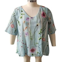 Дами тениска флорална печат шифон върхове половин ръкав туника блуза лека тениска плажни ризи стил d xs