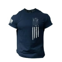 Мъжки отпечатана тениска американско знаме, затруднено с блуза с къси ръкави на шията