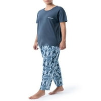 Дамски комплект пижама с къс ръкав памук смес, размери с-4х