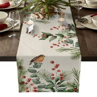 Teal Gradient Flower Plant Bird Tabner Runner Home Wedding Table Flag Mat Centerpieces Декорация парти трапезария дълга площадка