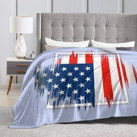 USA Blue Stars Flage Flate Threet одеяло, леко уютно одеяло за меко хвърляне на дивана, 40 x30 хвърлете одеяла за леглото