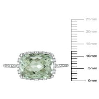 Карат Т. Г. в. зелен аметист и диамант-акцент 10кт Бяло Злато ореол пръстен
