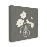 Ступел индустрии ботанически цветни пъпки цветя ваза бял контур платно стена изкуство, 30, дизайн от Джей Джей дизайн Хаус ООД