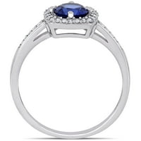 Женският карат на миабела Т. Г. В. създаде син сапфир и диамант 10 карата Бяло злато пръстен с ореол