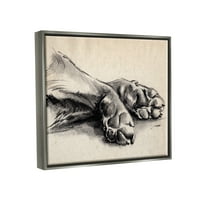 Ступел индустрии куче лапа дървени въглища дизайн минимален тен черен блясък сива рамка плаващо платно стена изкуство, 24х30