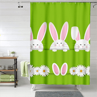 Великденска тема три зайци модел полиестер тъкан за душ завеса за бързо сухове