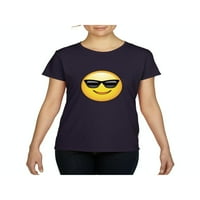 MMF - Кратка ръкав за женски тениска, до женски размер 3XL - емоджи със слънчеви очила