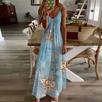 Плъзгаща рокля Камизол рокля Женски летен ежедневен принт с v-образно деколте за без ръкави за каишка