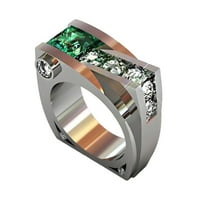 Момичета ретро Rhinestone Inlaid Geometric Shape Finger Ring Wedding Jewelry Gift Alloy Beige