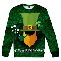 Fragarn St. Patrick's Day Fashion Print Разхлабени ризи с дълъг ръкав за мъже и жени