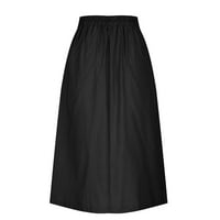 Qolati дамски винтидж памучен бельо дълги поли солидна висока талия драпирана асиметрична пола