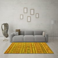 Ahgly Company Indoor Square Persian Yellow Traditional Area Rugs, 7 'квадрат