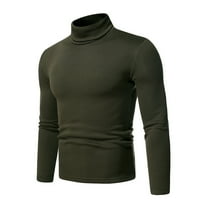 Оалиро тениски с дълъг ръкав за мъже руно пуловер с висок врат твърд цвят тънък дълъг ръкав от дъно риза